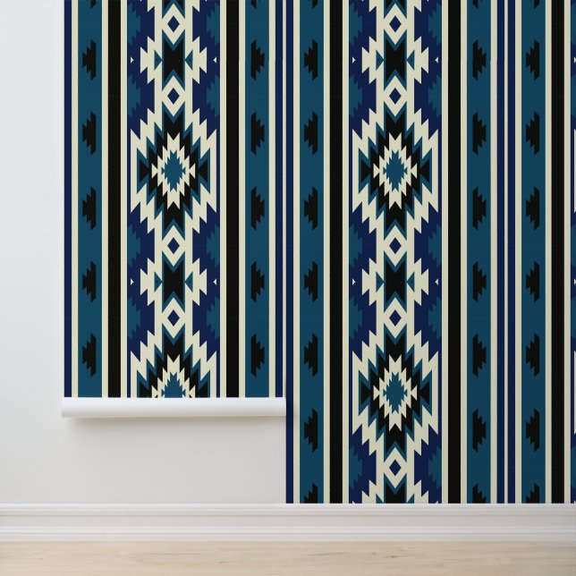 Blue and White  Navajo Design Pattern  Wallpaper (Application)