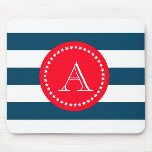 Blue and white navy pattern mouse mat