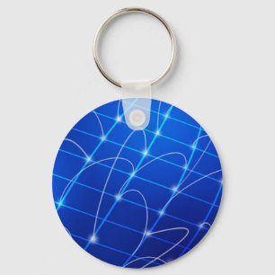 Blue and White Network Connections Key Ring
