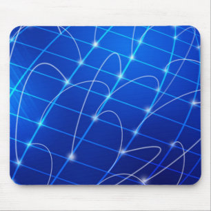 Blue and White Network Connections Mouse Mat