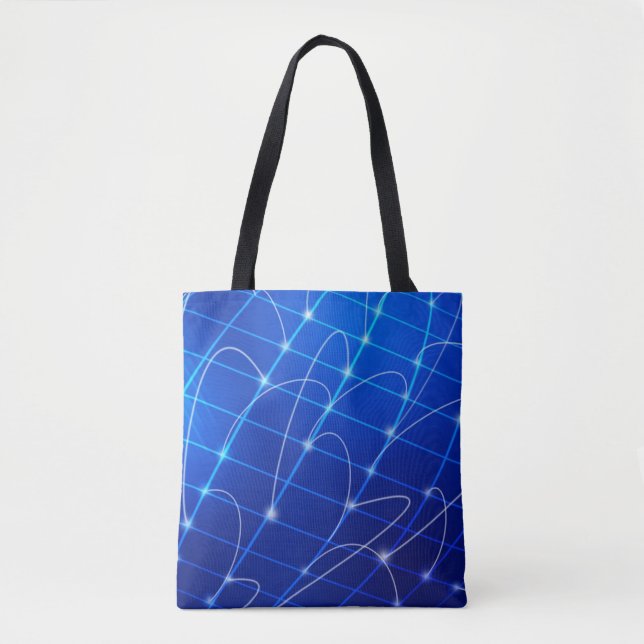 Blue and White Network Connections Tote Bag (Front)