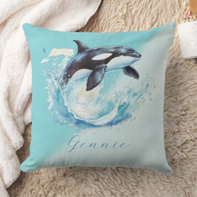 Blue and White Ocra Ocean Beach Nautical Cushion (Blanket)