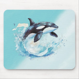 Blue and White Ocra Ocean Beach Nautical Mouse Mat