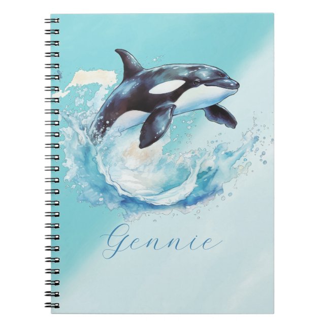 Blue and White Ocra Ocean Beach Nautical Notebook (Front)