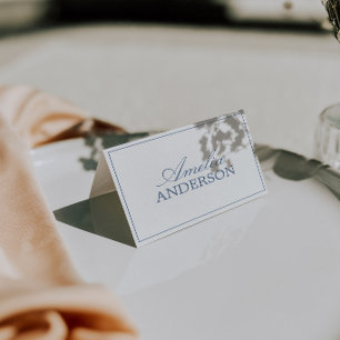 Blue And White Old Money Wedding Place Cards