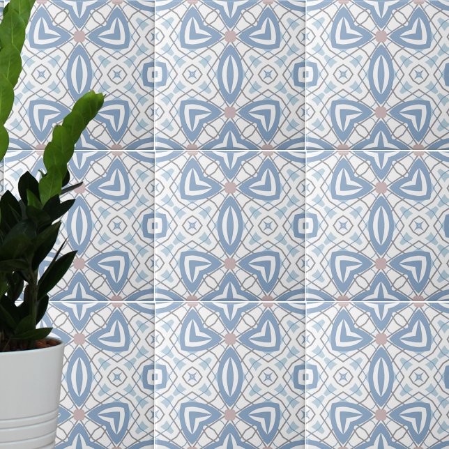 Blue And White Op Art Abstract Modern Geometric Tile (Creator Uploaded)