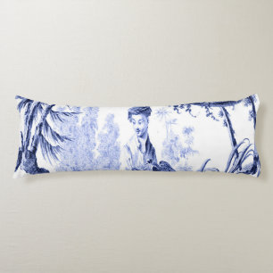 Blue and White Oriental Chinoiserie Body Cushion