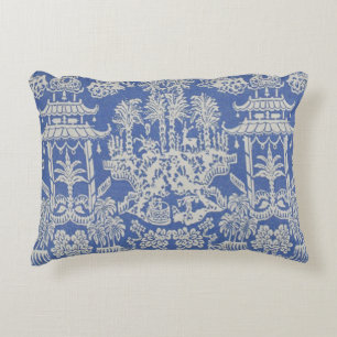Blue and White Oriental Chinoiserie  Decorative Cushion