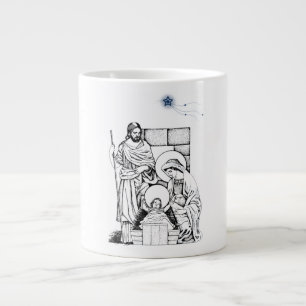 Blue and White Original Nativity Large Coffee Mug