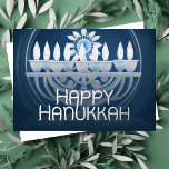 Blue and White Painting of Hanukkah Menorah Foil Holiday Card<br><div class="desc">Blue and White Painting of Hanukkah Menorah</div>