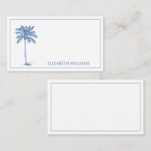 Blue and White Palm Palmetto Tree Monogram Card