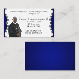 Blue and White Pastor or Deacon Business Card