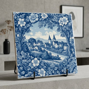 Blue and White Pastoral French Cottagecore Bucolic Tile