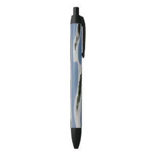 Blue and white pattern black ink pen