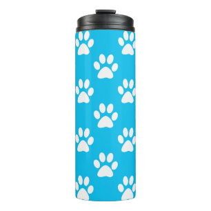Blue and white paw prints pattern thermal tumbler