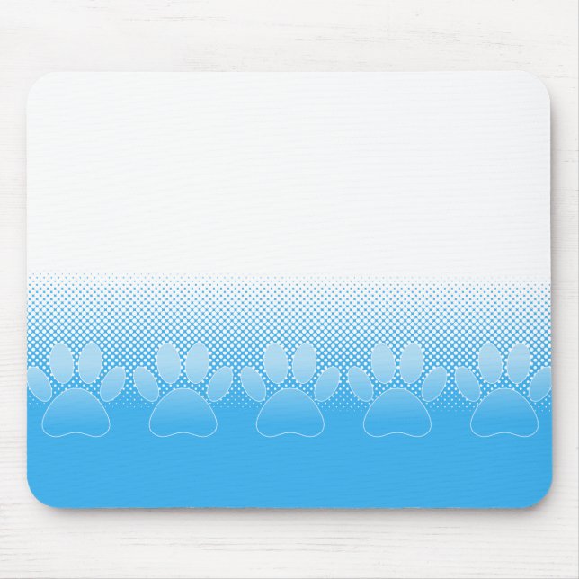 Blue And White Paws With Newsprint Background Mouse Mat (Front)