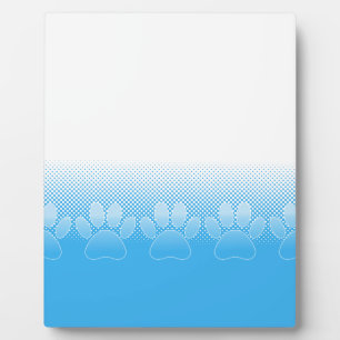 Blue And White Paws With Newsprint Background Plaque