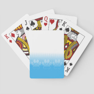 Blue And White Paws With Newsprint Background Playing Cards