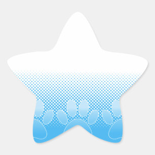 Blue And White Paws With Newsprint Background Star Sticker