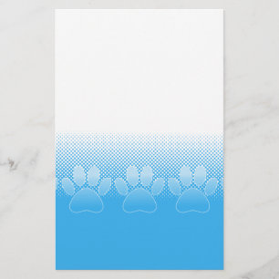 Blue And White Paws With Newsprint Background Stationery