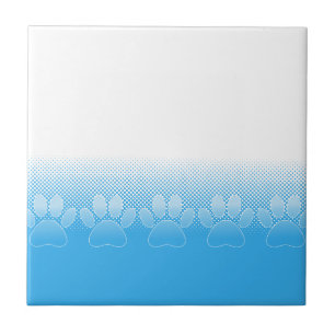 Blue And White Paws With Newsprint Background Tile