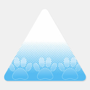 Blue And White Paws With Newsprint Background Triangle Sticker