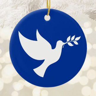 Blue and White Peace Dove Ceramic Tree Decoration