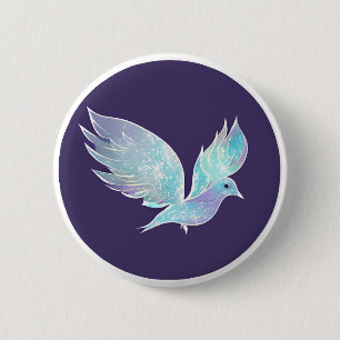 Blue and White Peace Dove Watercolor 6 Cm Round Badge