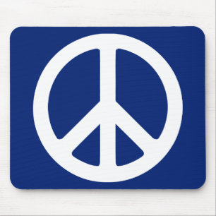 Blue and White Peace Symbol Mouse Mat