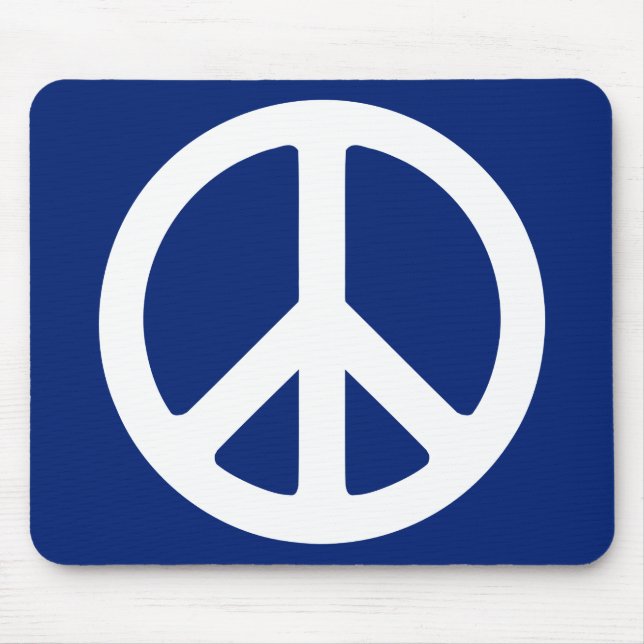 Blue and White Peace Symbol Mouse Mat (Front)
