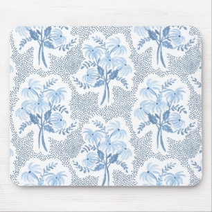 blue and white Pearl's Bouquet Mouse Mat