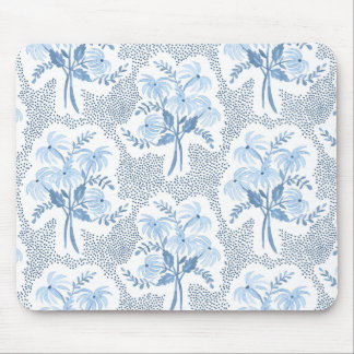 blue and white Pearl's Bouquet Mouse Mat
