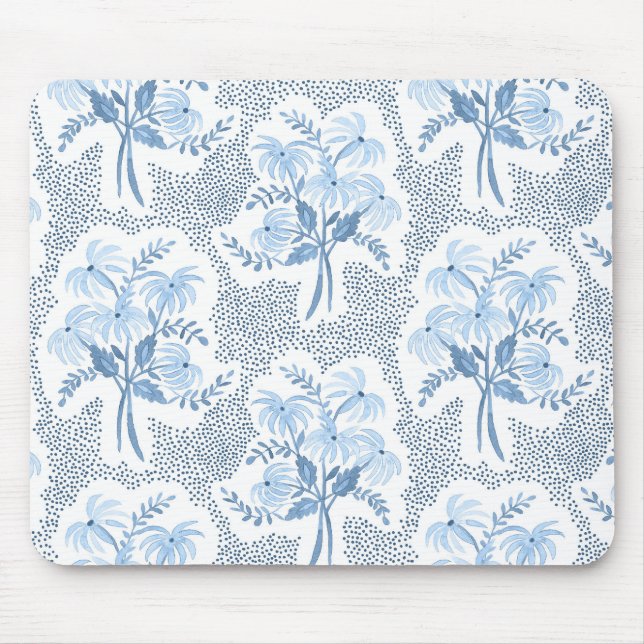 blue and white Pearl's Bouquet Mouse Mat (Front)
