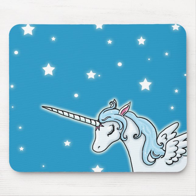 Blue and white Pegasus Unicorn Mouse Mat (Front)