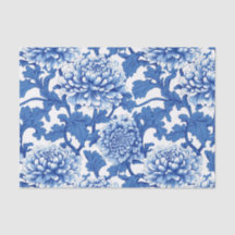 Blue and White Peony Chinoiserie Floral
