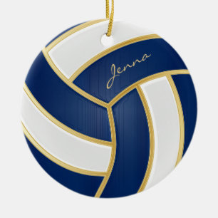 Blue and White Personalise Volleyball Ceramic Tree Decoration