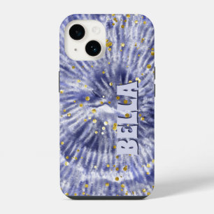 Blue and White Personalised Tie Dye iPhone 14 Case