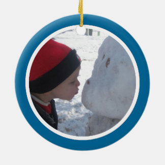 Blue and White Photo Frame - Two Sided Ceramic Tree Decoration