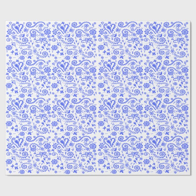 Blue and White Pip Wrapping Paper (Flat)