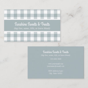 Blue and White Plaid Bakery Business Card