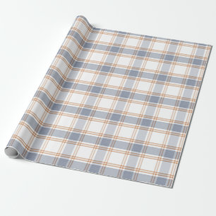 Blue and White Plaid Check Wrapping Paper