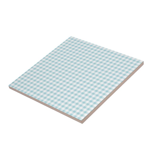 Blue and White Plaid Checked - Customisable Tile (Side)