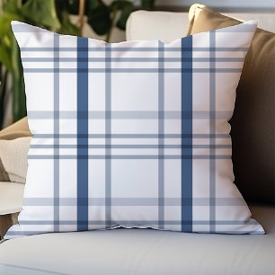 Blue and White Plaid Cushion