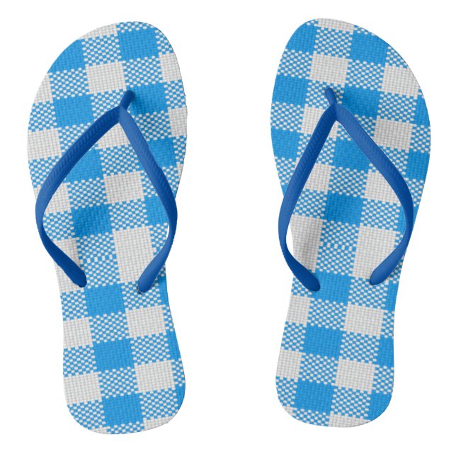 Blue and white plaid flip flops (Footbed)