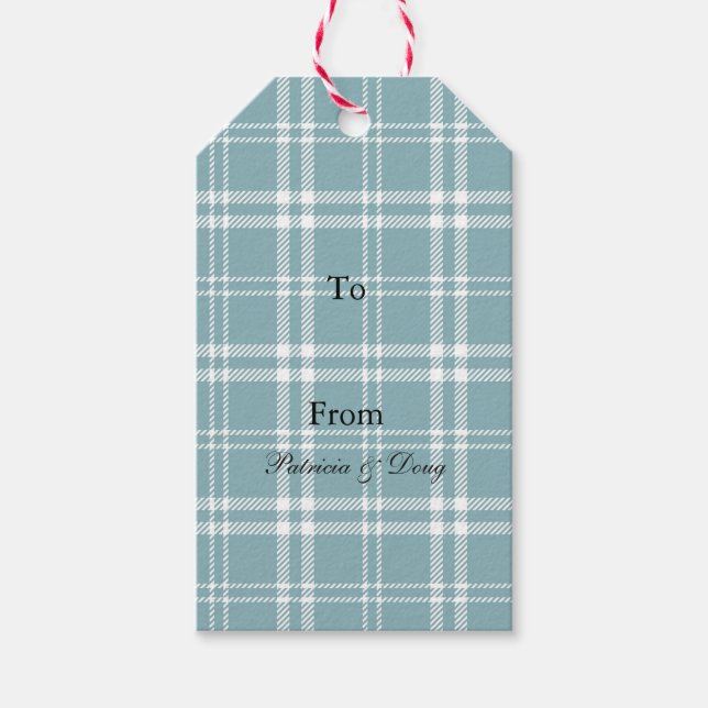 Blue and White Plaid Gift Tags (Front)