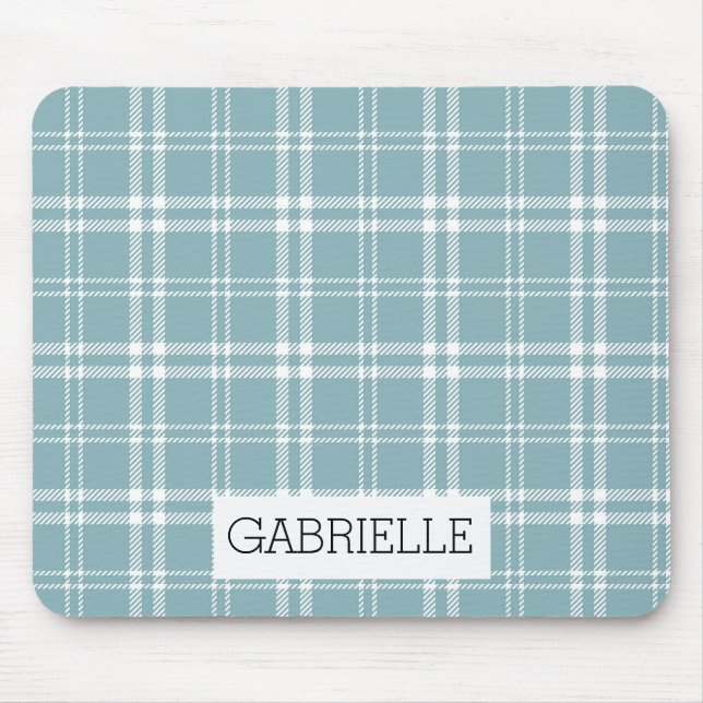 Blue and White Plaid Mouse Mat (Front)