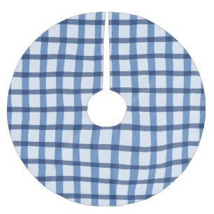 Blue and White Plaid Pattern Brushed Polyester Tree Skirt