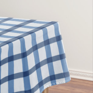 Blue and White Plaid Pattern Tablecloth