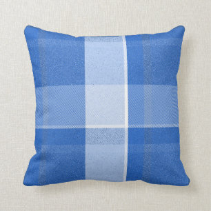 Blue and White Plaid Throw Pillow