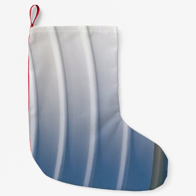 Blue and white plastic container small christmas stocking (Front)